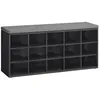 Image de VASAGLE Banc à Chaussures, Organiseur de Chaussures avec 15 Compartiments, Siège Rembourré, pour Entrée, Couloir, Placard, Noir Boisé et Gris Ardoise LHS015B02