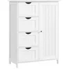 Image de VASAGLE Meuble Salle de Bain Rangement, Armoire Gain de Place, Commode, avec 4 Tiroirs, Placard avec Porte, Étagère Réglable, 35 x 65 x 90 cm, Blanc Nuage LHC042W01