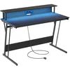 Image de VASAGLE Bureau Gaming avec LED et Multiprise, 60 x 120 x 75 cm