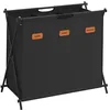 Image de SONGMICS Panier à Linge, Corbeille à Linge, Trieur de Linge de 135 L, 3 Sections, Structure en X Pliable, Organisateur de Vêtements avec Étiquettes Personnalisables, Buanderie, Noir d'Encre LCB130B01