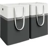 Image de SONGMICS Lot de 2 Paniers à linge, Corbeilles à Linge Pliable, Sacs à Linge de 110 L avec Poignées Courtes et Longues, Faciles à Transporter et à Nettoyer, Autoportants, Noir d’Encre LCB210B01