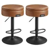 Image de VASAGLE EKHO Collection - Tabouret de Bar Pivotant à 360°, Lot de 2, Hauteur Réglable, avec Rangement, PU avec Coutures, Style Moderne Mi-siècle, pour Cuisine, Bar, Montage Facile, Marron Caramel