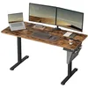 Image de SONGMICS Bureau Électrique Réglable en Hauteur, 140 x 60 cm, Table Assis-Debout, Fonction Mémoire 4 Hauteurs, pour Bureau, Télétravail, Marron Rustique et Noir d'encre LSD134K01