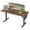 Image de SONGMICS Bureau Électrique Réglable en Hauteur, 160 x 70 cm, Table Assis-Debout, Fonction Mémoire 4 Hauteurs, pour Bureau, Télétravail, Marron Rustique et Noir d'encre LSD136K01