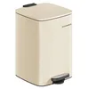 Image de SONGMICS Poubelle de Cuisine, Poubelle 20 L, Poubelle à Pédale en Acier, avec Seau Intérieur, Fermeture Douce et Maintien en Ouverture, Beige Sable LTB592A02