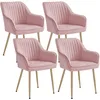 Image de SONGMICS Chaise Salle à Manger, Lot de 2, Chaise de Cuisine, Fauteuil en Velours, Rembourrée, avec Accoudoirs, Charge Max. 120 kg, Pieds en Métal, Rose Bonbon et Doré Clair LDC087R12