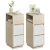 Image de VASAGLE Kailyn Collection - Table de Chevet Étroite, Lot de 2, Table d’Appoint, 2 Tiroirs et Compartiment Ouvert, Montage à Gauche ou à Droite, Chambre, Salon, Beige Naturel et Blanc Nuage LET856N01