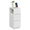 Image de VASAGLE Kailyn Collection - Table de Chevet Étroite, Lot de 2, Table d’Appoint, 2 Tiroirs et Compartiment Ouvert, Montage à Gauche ou à Droite, Chambre, Salon, Blanc Nuage LET856W01