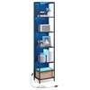 Image de VASAGLE Bibliothèque LED à 6 Niveaux, Étagère à Lumière Réglable, Meuble de Rangement avec Cadre en Acier, 30,3 x 40 x 178,6 cm, pour Salon, Chambre, Bureau, Noir Boisé LLS121B57