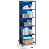 Image de VASAGLE Bibliothèque LED à 6 Niveaux, Étagère à Lumière Réglable, Meuble de Rangement avec Cadre en Acier, 30,3 x 60 x 178,6 cm, pour Salon, Chambre, Bureau, Noir Boisé LLS120B57