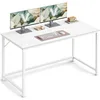 Image de VASAGLE Bureau d'Ordinateur, Table, 60 x 120 x 76 cm, pour Bureau, Chambre, Salon, Cadre en Métal, Blanc Érable LWD039W01