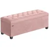 Image de SONGMICS Tabouret de Rangement, Pouf, Repose-Pieds, 40 x 110 x 40 cm, Bout de Lit Cubique avec Rangement, Charge jusqu'à 300 kg, pour Salon, Chambre, Entrée, Rose Bonbon LSF089R01