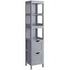 Image de VASAGLE Meuble de Salle de Bain, Meuble de Rangement sur Pied, Commode à 2 Tiroirs, 3 Compartiments Ouverts, pour Salle de Bain, Salon, Cuisine, Gris Tourterelle BBC66G02