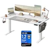 Image de SONGMICS Bureau Électrique Réglable en Hauteur, 160 x 70 cm, Table Assis-Debout, Fonction Mémoire 4 Hauteurs, pour Bureau, Télétravail, Blanc Nuage et Gris Tourterelle LSD026W02