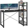 Image de VASAGLE Bureau avec Étagères Réversible à Gauche ou à Droite, Longueur 120 cm, Table d'Ordinateur, pour Bureau à Domicile, Montage Facile, Noir Boisé LWD048B56