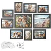 Image de SONGMICS Cadres Photo, Lot de 10, Deux 20 x 25 cm, Quatre 13 x 18 cm, Quatre 10 x 15 cm, à suspendre ou à poser sur une table, MDF et verre, Noir Cendré RPF049B01