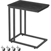 Image de VASAGLE Table d’Appoint, Bout de Canapé, Table Mobile, avec Cadre en Acier et roulettes, Montage Facile, Style Moderne, pour Salon, Chambre, Balcon, Noir Boisé LNT050B56