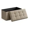 Image de SONGMICS Mazie Collection - Banc de Rangement, Repose-Pieds Pliable de 76 cm, Bout de Lit, Montage Facile, pour Salon, Chambre, Entrée, Marron Camel LSF047R01
