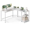 Image de VASAGLE Bureau d'Ordinateur en Forme de L, 140 x 140 x 76 cm, Bureau d'angle avec 2 Étagères, Gain de Place, pour Jeu, Blanc Érable LWD072W44V2