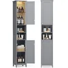 Image de VASAGLE Armoire de Salle de Bain Haute avec Éclairage, Meuble de Rangement Mince, avec Étagères Réglables, Compartiments Ouverts, pour Les Petits Espaces, Moderne, Gris Tourterelle BBC566G03