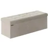 Image de SONGMICS Banc de Rangement, Pouf Pliable, 38 x 110 x 38 cm, Bout de Lit, Repose-Pieds, Coffre de Rangement, Charge jusqu'à 300 kg, pour Salon, Chambre, Entrée, Blanc Crème LSF277W01
