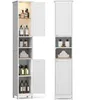 Image de VASAGLE Armoire de Salle de Bain Haute avec Éclairage, Meuble de Rangement Mince, avec Étagères Réglables, Compartiments Ouverts, pour Les Petits Espaces, Moderne, Blanc Nuage BBC566W03