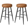 Image de VASAGLE EKHO Collection - Tabouret de Bar, Lot de 2, Chaise de Cuisine, Haut, en PU avec Coutures, Style Moderne Mi-siècle, Hauteur Assise 63 cm, Cuisine, Bar, Montage Facile, Marron Caramel LBC080K01