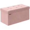Image de SONGMICS Banc de Rangement, Pouf Pliable, 38 x 76 x 38 cm, Bout de Lit, Repose-Pieds, Coffre de Rangement, Charge jusqu'à 300 kg, pour Salon, Chambre, Entrée, Rose Bonbon LSF247R01