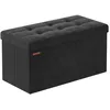 Image de SONGMICS Banc de Rangement, Pouf Pliable, 38 x 76 x 38 cm, Bout de Lit, Repose-Pieds, Coffre de Rangement, Charge jusqu'à 300 kg, pour Salon, Chambre, Entrée, Noir d'encre LSF247B01