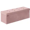 Image de SONGMICS Banc de Rangement, Pouf Pliable, 38 x 110 x 38 cm, Bout de Lit, Repose-Pieds, Coffre de Rangement, Charge jusqu'à 300 kg, pour Salon, Chambre, Entrée, Rose Bonbon LSF277R01