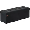 Image de SONGMICS Banc de Rangement, Pouf Pliable, 38 x 110 x 38 cm, Bout de Lit, Repose-Pieds, Coffre de Rangement, Charge jusqu'à 300 kg, pour Salon, Chambre, Entrée, Noir d'encre LSF277B01