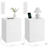Image de VASAGLE Table de Chevet avec Multiprise, Lot de 2, 3 Tiroirs, 2 Prises CA