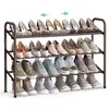 Image de SONGMICS Étagère à Chaussures à 3 Niveaux, Rangement Ajustable pour Chaussures, pour Entrée, Placard, Assemblage Facile, en Métal, Bronze LMR039A01