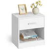 Image de VASAGLE Table de Nuit, Lot de 2, avec Tiroir, Poignée, Compartiment Ouvert, Table d’Appoint, pour Chambre, Salon, Blanc Classique LET819T14