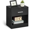 Image de VASAGLE Table de Nuit, Lot de 2, avec Tiroir, Poignée, Compartiment Ouvert, Table d’Appoint, pour Chambre, Salon, Noir Classique LET819T56