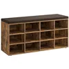 Image de VASAGLE Banc à Chaussures, Organiseur de Chaussures avec 12 Compartiments, Siège Rembourré, pour Entrée, Couloir, Placard, Marron Rustique et Marron Châtaigne LHS012B01