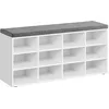 Image de VASAGLE Banc à Chaussures, 12 Compartiments, Siège Rembourré | Organiseur, pour Entrée, Couloir, Placard, Blanc Nuage et Gris Tourterelle, Collection CUSTOS LHS012W14