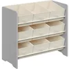 Image de SONGMICS Étagère à Jouets pour Enfants, Étagère à Livres pour Enfants, 9 Boîtes de Rangement en Tissu Non-tissé, pour Chambre d’Enfant, Spacieuse, 29,5 x 62,5 x 60 cm, Gris Tourterelle GKR033G10