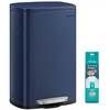 Image de SONGMICS Poubelle Cuisine 50 L, Poubelle Bureau, Fermeture en Douceur, avec Pédale, en Acier, Seau Intérieur, Bleu LTB050L02