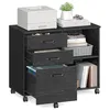 Image de VASAGLE Custos Collection - Caisson, Support d'Imprimante, 3 Tiroirs, Meuble de Rangement, Compartiments Ouverts, pour Format A4, Documents, Noir Boisé OFC041BE01
