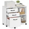 Image de VASAGLE Custos Collection - Caisson, Support d'Imprimante, 3 Tiroirs, Meuble de Rangement, Compartiments Ouverts, pour Format A4, Documents, Blanc Boisé OFC041WE01