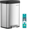 Image de SONGMICS Poubelle de Cuisine, 50L, Poubelle à Pédale en Métal avec Couvercle, Grande et Haute, Argent et Noir LTB530E50