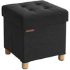 Image de SONGMICS Tabouret de Rangement, Petit Pouf Pliable, 38 x 38 x 40 cm, Repose-Pieds Cubique avec Rangement, Charge jusqu'à 300 kg, pour Salon, Chambre, Dortoir, Noir d'encre LSF014B11