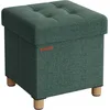 Image de SONGMICS Tabouret de Rangement, Petit Pouf Pliable, 38 x 38 x 40 cm, Repose-Pieds Cubique avec Rangement, Charge jusqu'à 300 kg, pour Salon, Chambre, Dortoir, Vert Rétro LSF014C11