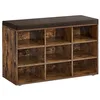 Image de VASAGLE Custos Collection - Banc à Chaussures, Organiseur de Chaussures avec 9 Compartiments, Siège Rembourré, pour Entrée, Couloir, Placard, Marron Rustique et Marron Châtaigne LHS009B01