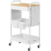 Image de SONGMICS Chariot de Rangement à 3 Niveaux, Chariot Roulant avec Table Supérieure, 2 Pots Amovibles, 6 Poches Latérales, pour Salon, Bureau, Cuisine, Blanc Nuage LRC036W01