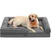 Image de Feandrea Panier pour Chien, Lit pour Animal, Orthopédique, Mousse Alvéolée, Bords Surélevés Rembourrés, Housse Amovible en Tissu Peluche aux Motifs Roses, 122 x 85 x 16 cm, Gris Ardoise PGW254G02