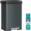 Image de SONGMICS Poubelle de Cuisine, 50 L, Poubelle à Pédale en Métal avec Couvercle, Grande et Haute, Gris Anthracite et Noir LTB530G02