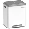 Image de SONGMICS Poubelle de Cuisine, 2 x 15 L Poubelle Double pour le Recyclage et les Déchets Ménagers, Seaux Intérieurs, Acier, Fermeture Douce, Pédale, Blanc Nuage LTB544W02