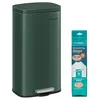 Image de SONGMICS Poubelle Cuisine 30 L, Poubelle Bureau, Fermeture en Douceur, avec Pédale, en Acier, Seau Intérieur, Vert Rétro LTB003C02